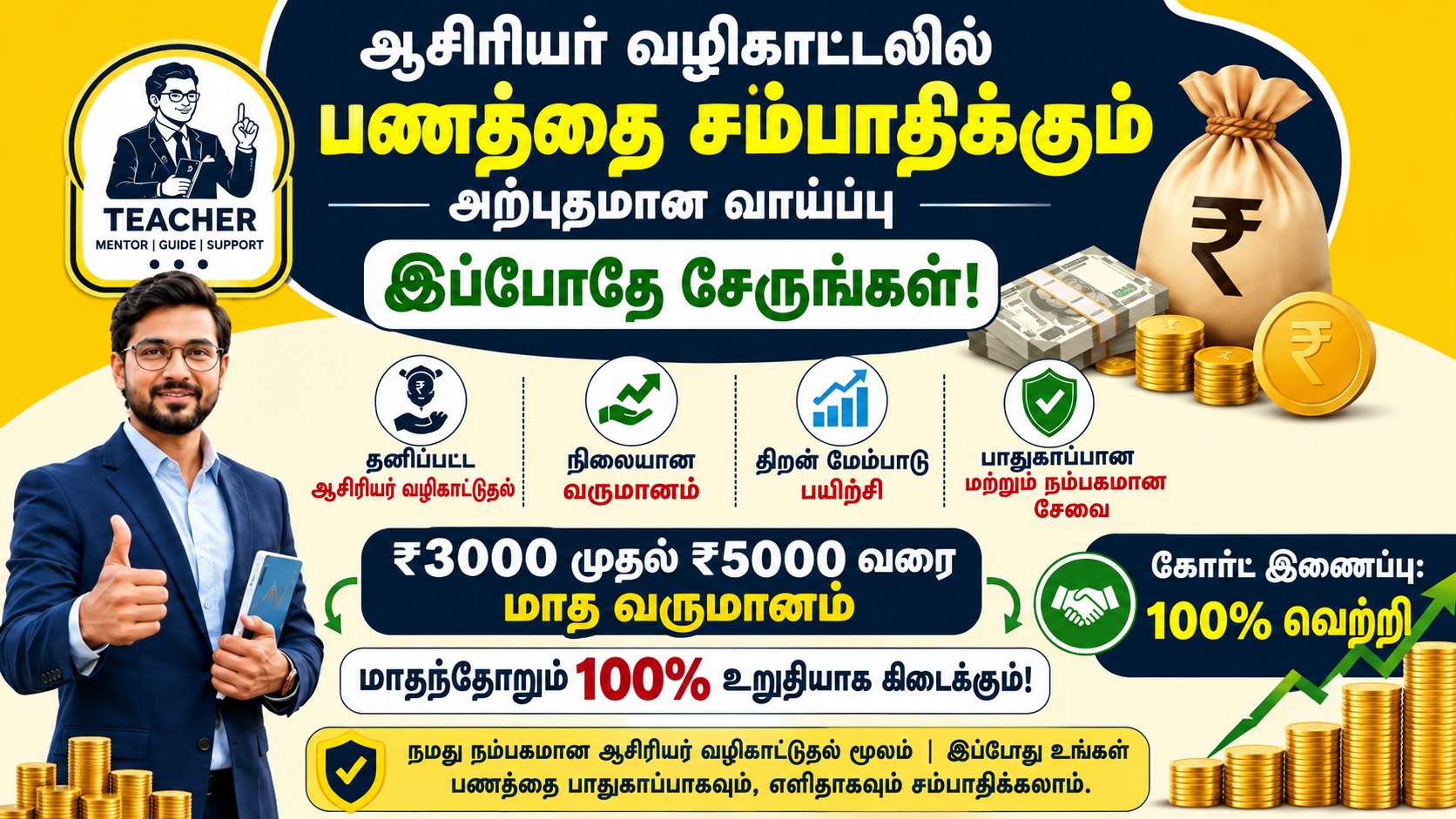 ஏழை மாணவர்கள் அனைவரும், ரூ. 3,000 முதல் 5,000 வரை முதலீடு செய்து, ரூ. 15,000 முதல் 25,000 வரை லாபம் ஈட்டுங்கள். உங்கள் பணத்திற்க