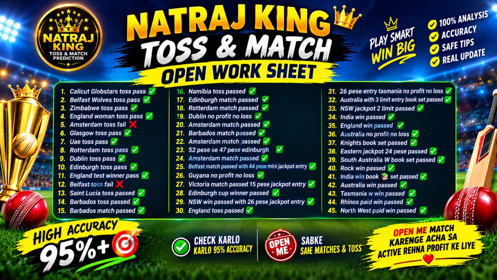 Natraj King Toss & Match 👑 Tips