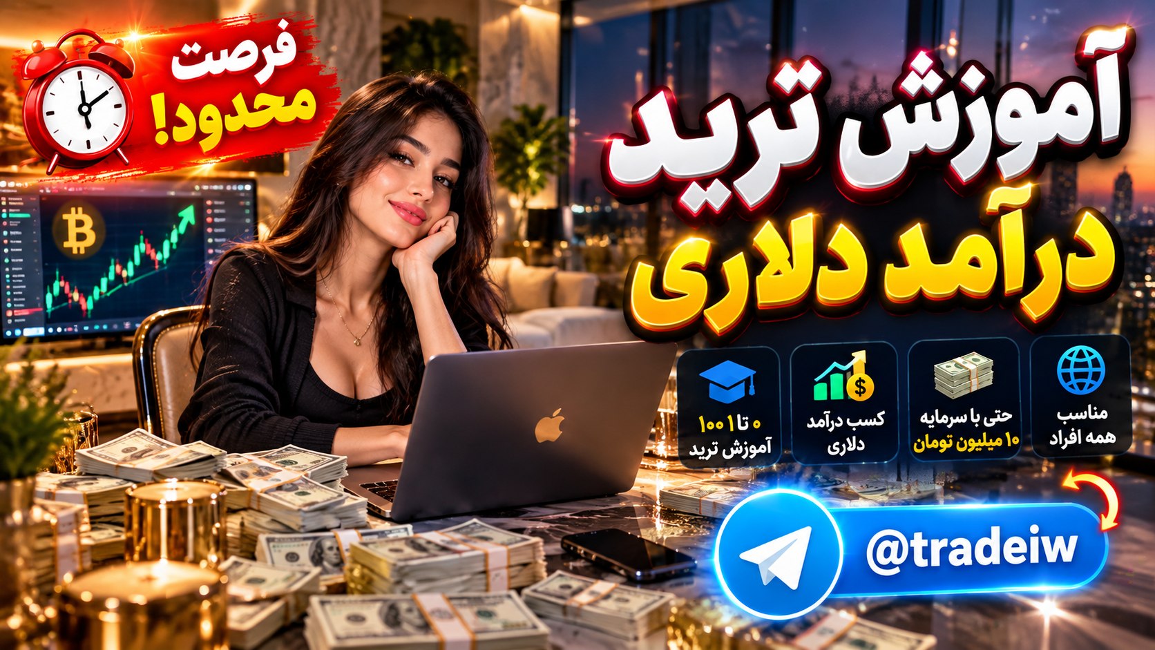 آموزش ترید + درآمد دلاری