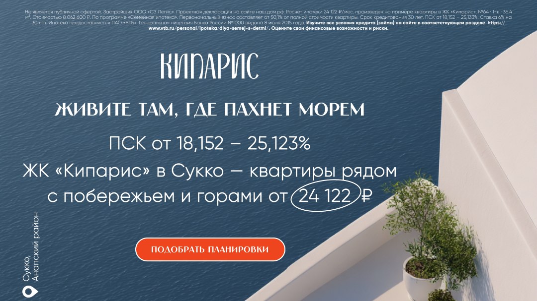 Квартира рядом с морем от 24 122 ₽/мес.