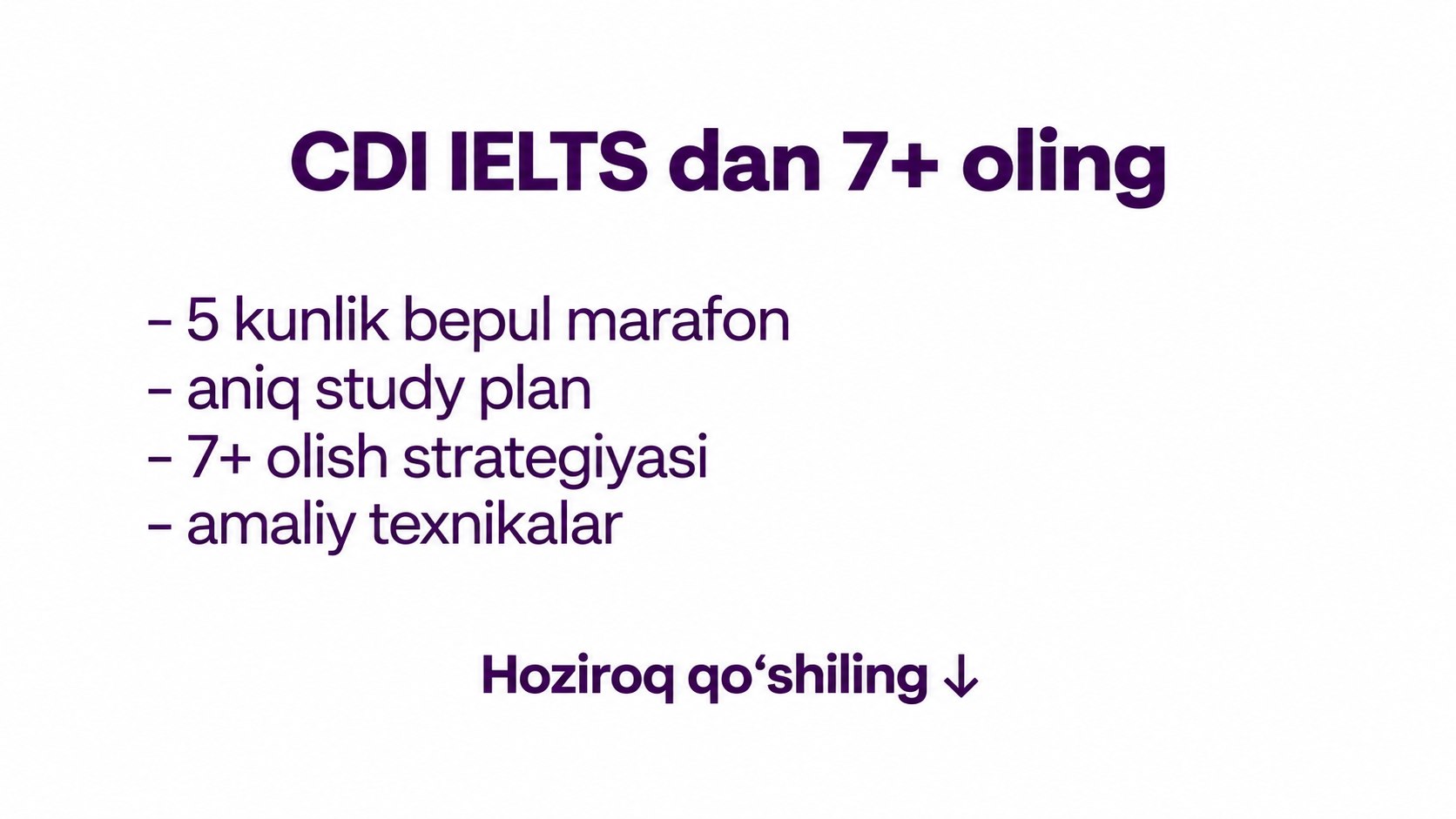 24-25-26-27-28-sentabr | CDI IELTS da bitta platforma orqali 8+ olish