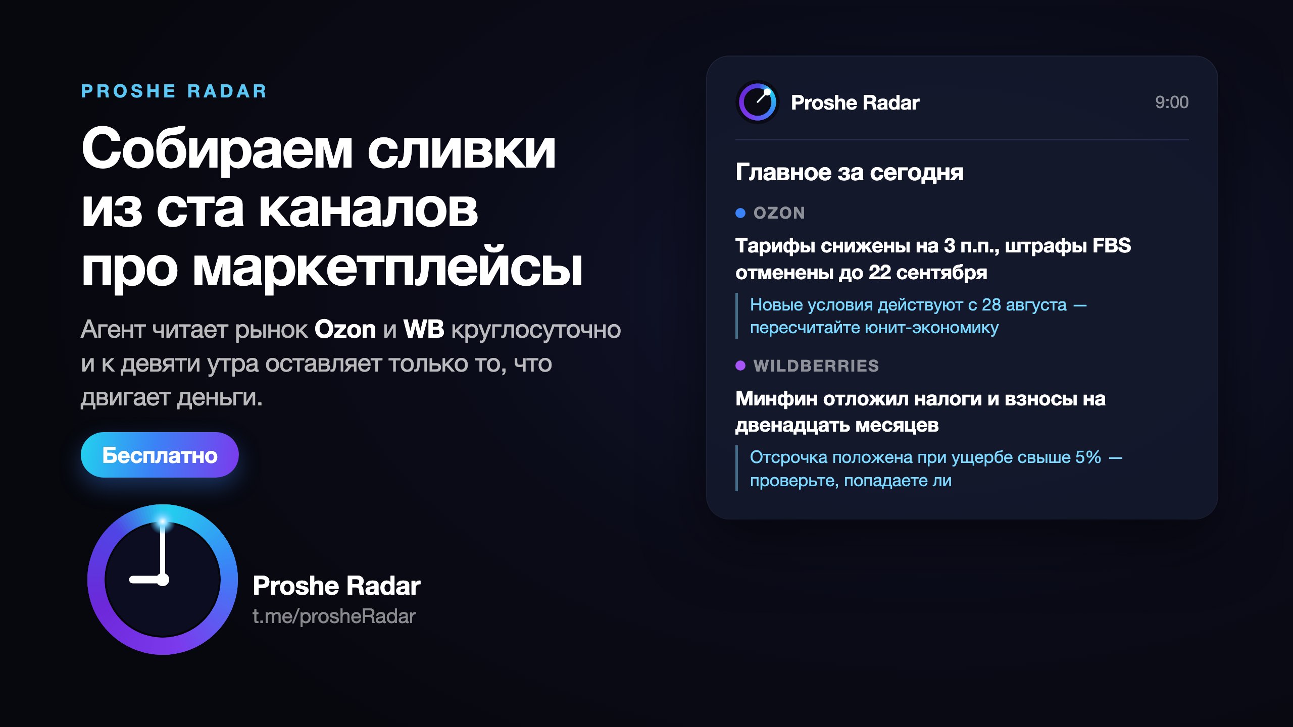 Proshe Radar — Ozon и WB