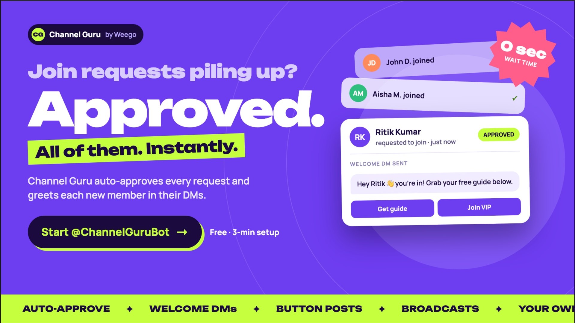 Channel Guru 🆕 - Request Accept Button Creator Bot