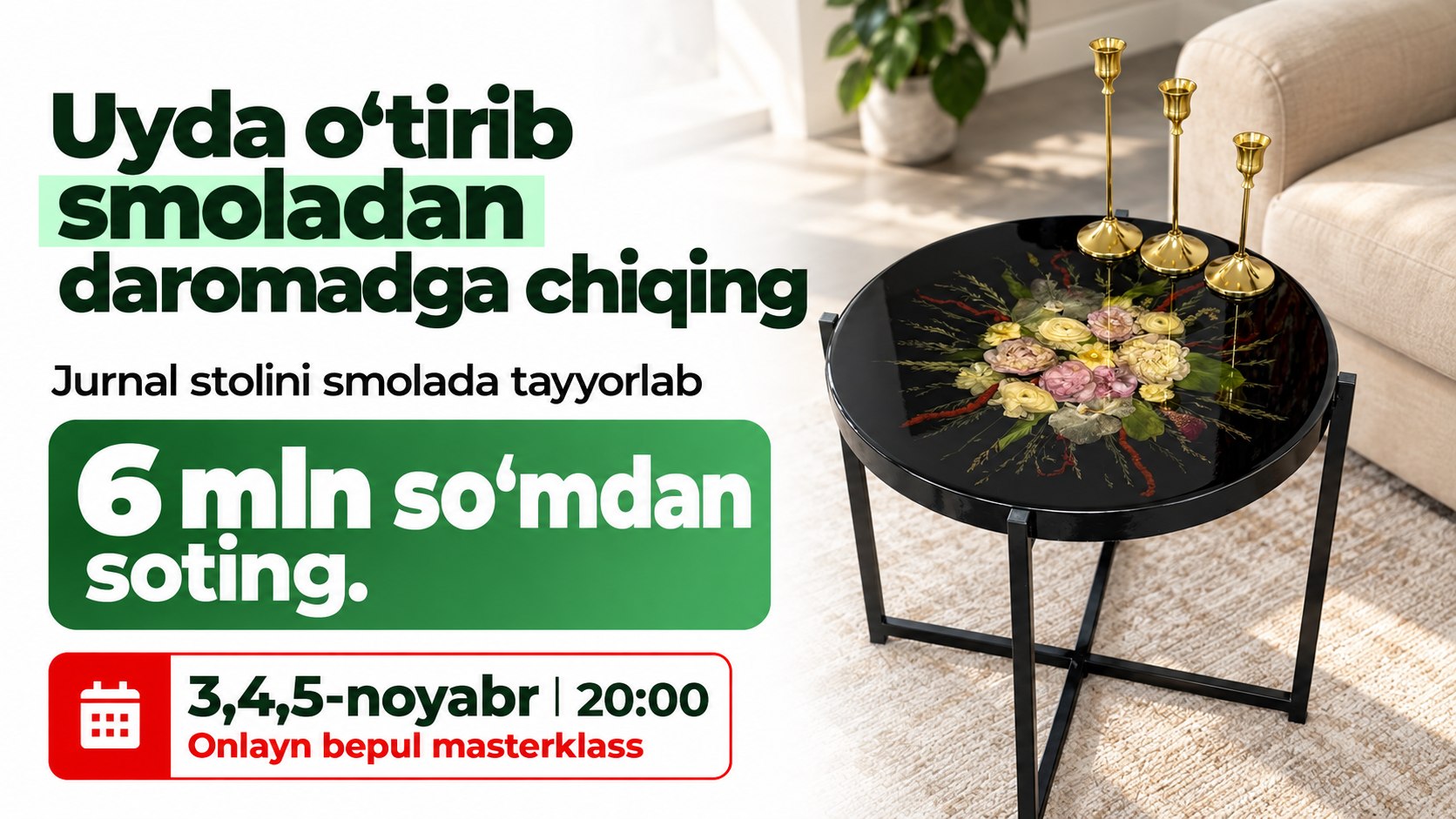 3-4-5-noyabr | 0 dan Smolada 5000$ daromadgacha | Firuza Xudoyberdiyeva